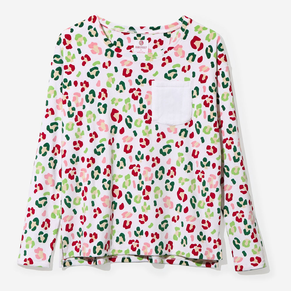 Pastel Leopard Monogrammed Pajama Top