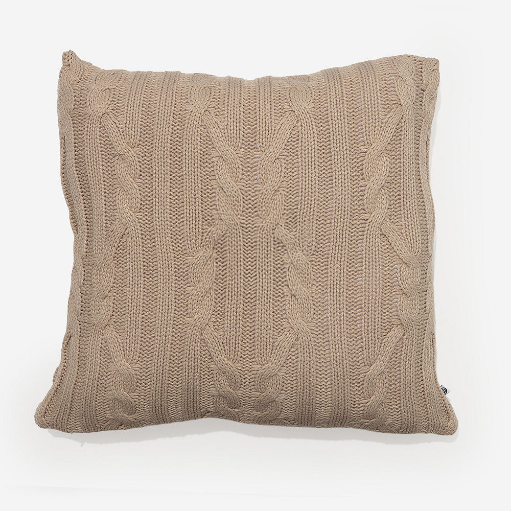 Monogrammed Cable Knit Pillow Sham | Tan