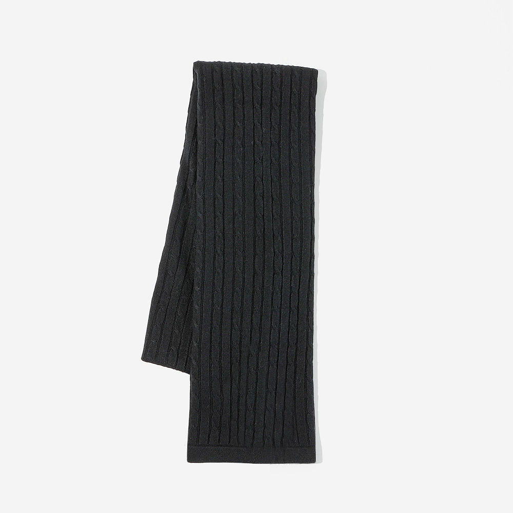 cable knit monogrammed scarf in tan