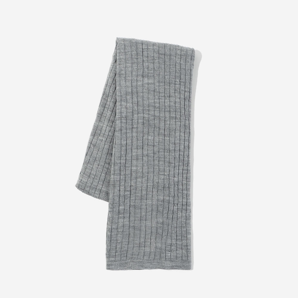 cable knit monogrammed scarf in tan