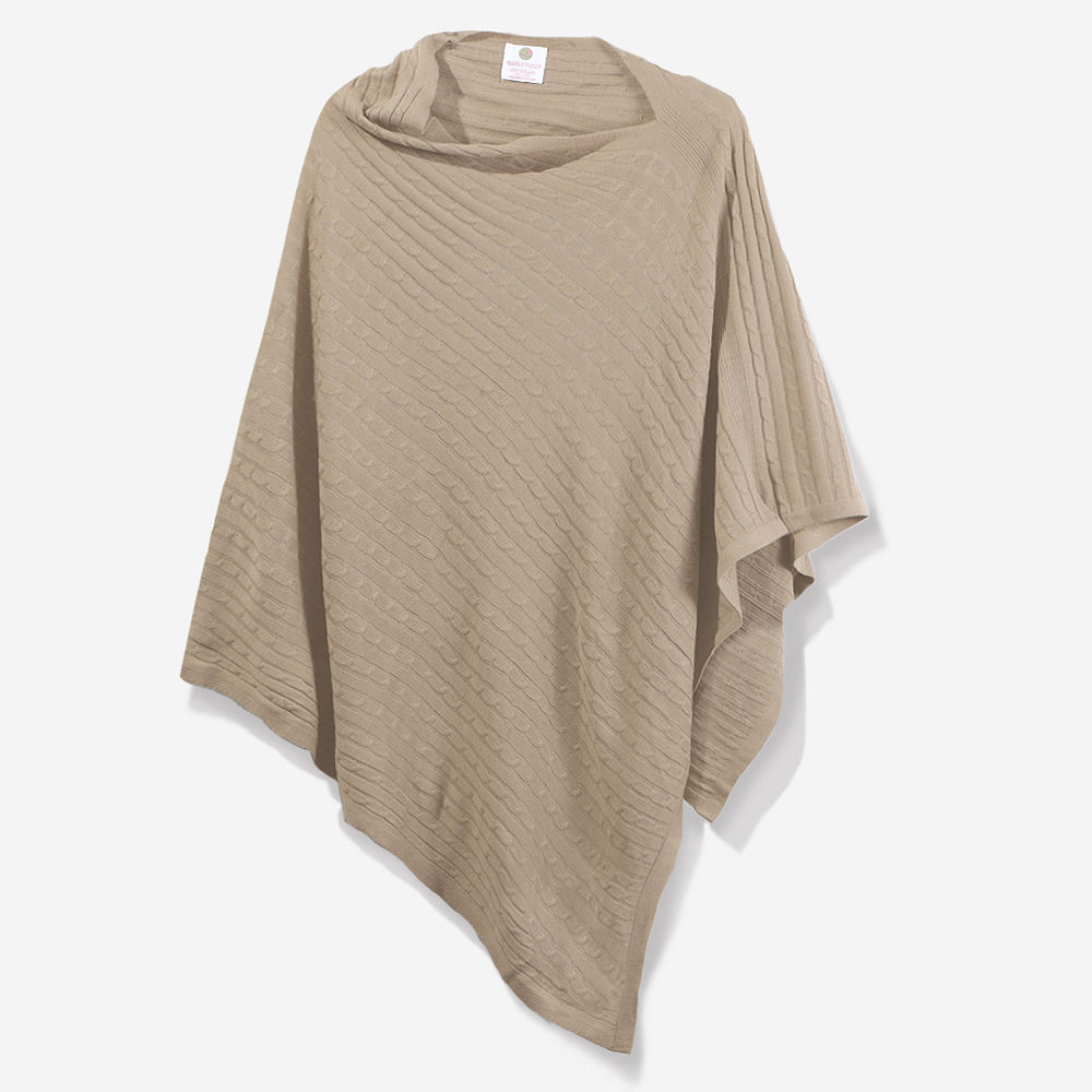 rust striped monogrammed poncho with leather purse