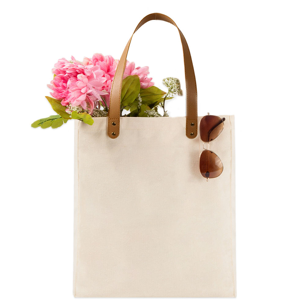 canvas bag in ivory with groceries