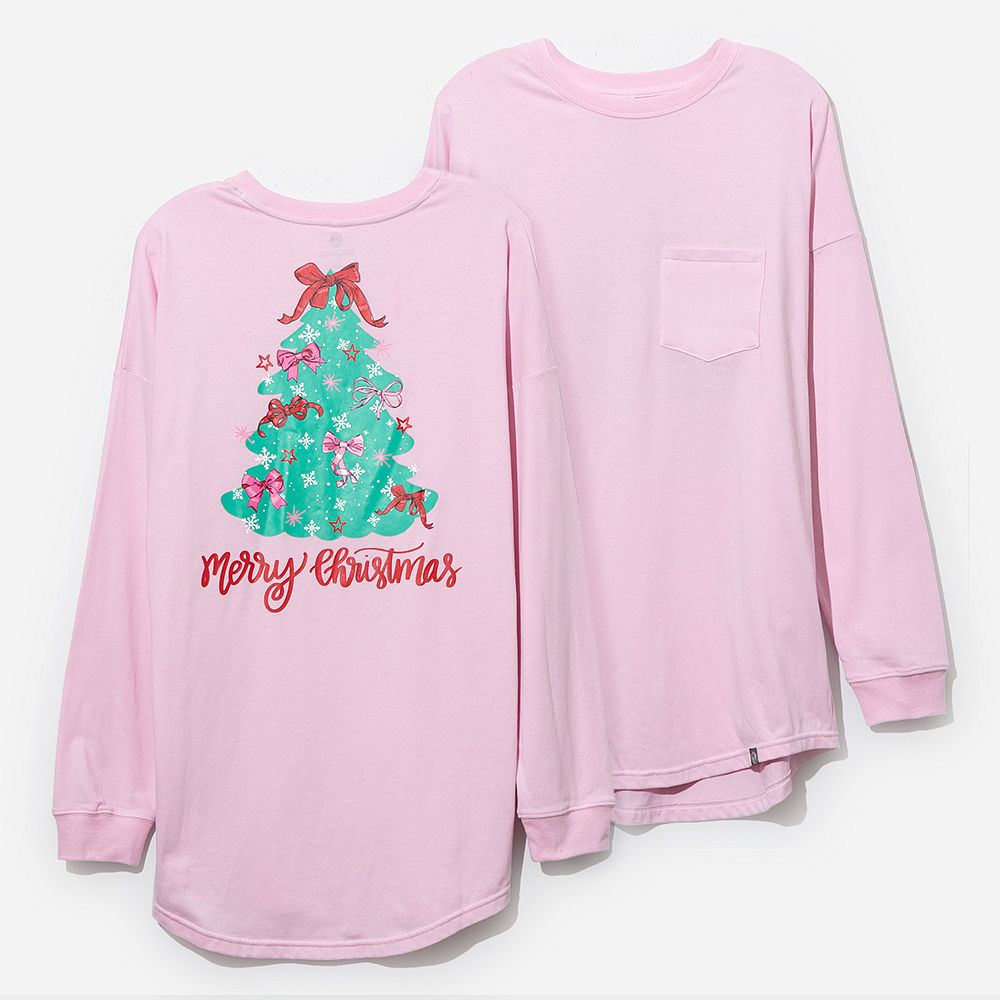 light pink christmas tree shirt back view