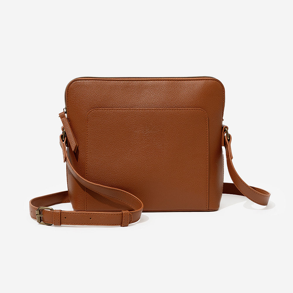 personalized classic crossbody in leopard over shoulder