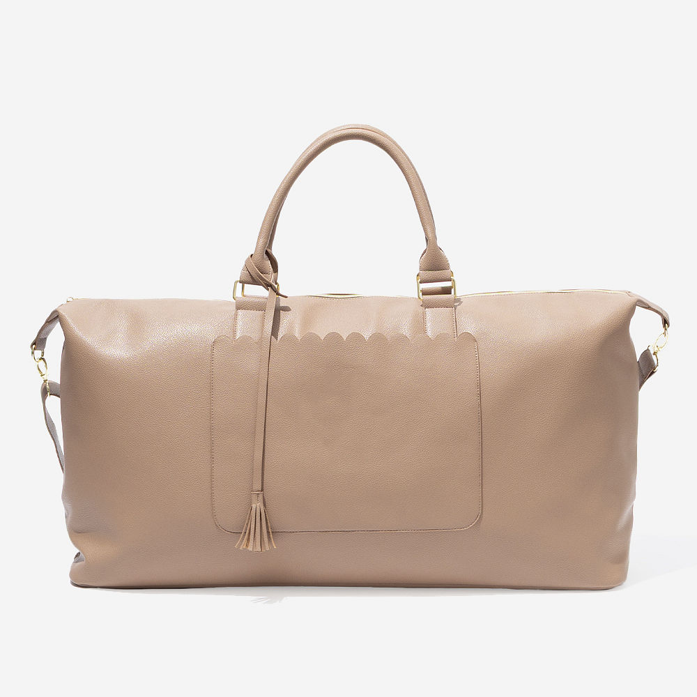 Monogrammed Classic Scallop Weekender | Taupe