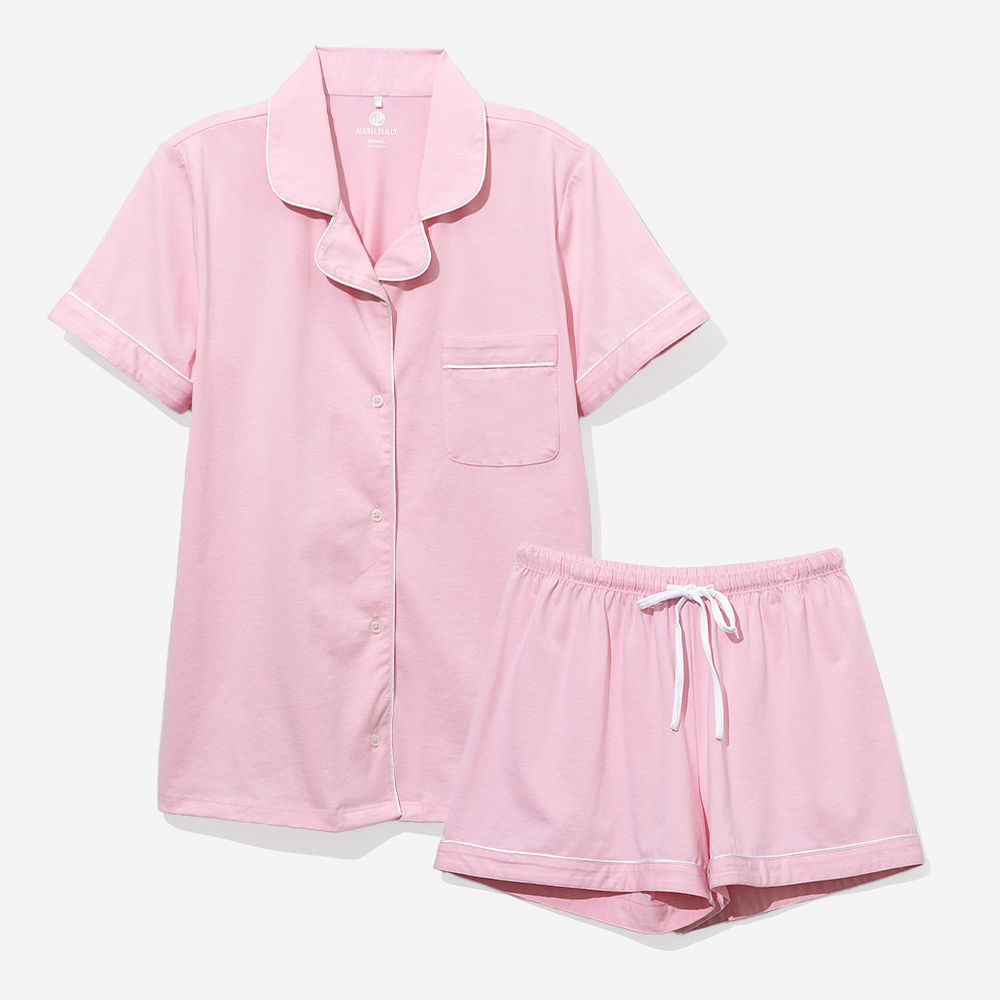 light pink classic sleep set flatlay