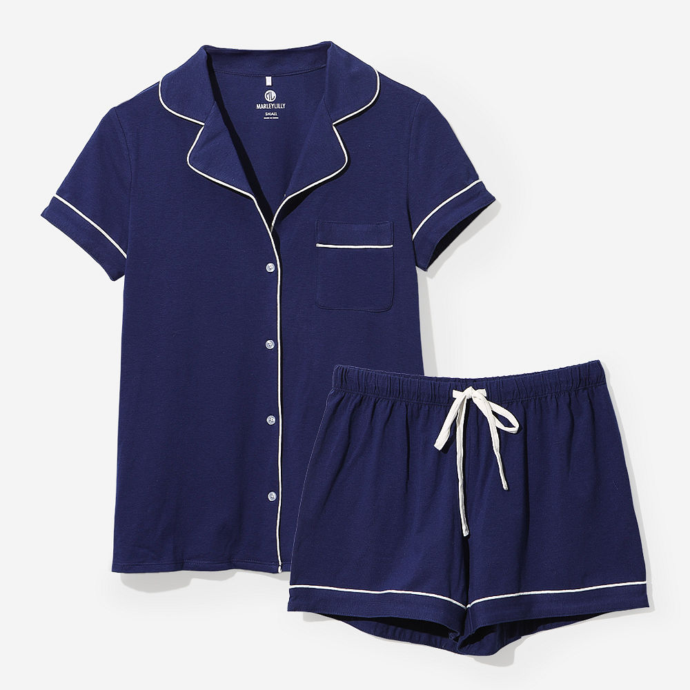 navy classic sleep set on megan back view