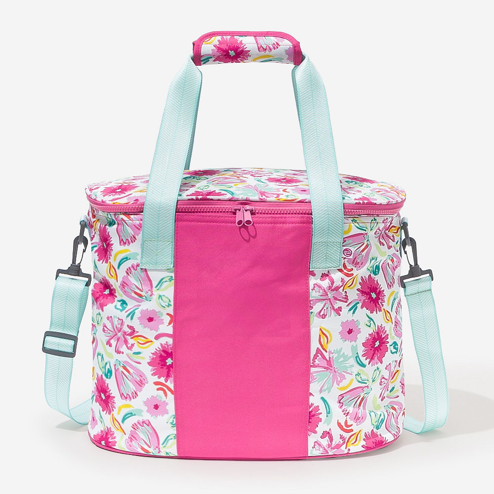 monogrammed cooler and beach towel in wild blooms