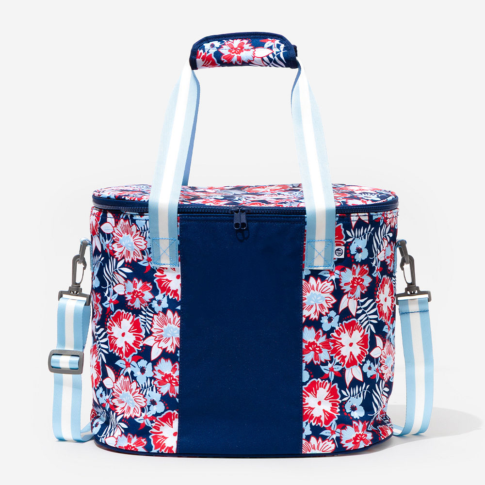 monogrammed cooler and beach towel in wild blooms