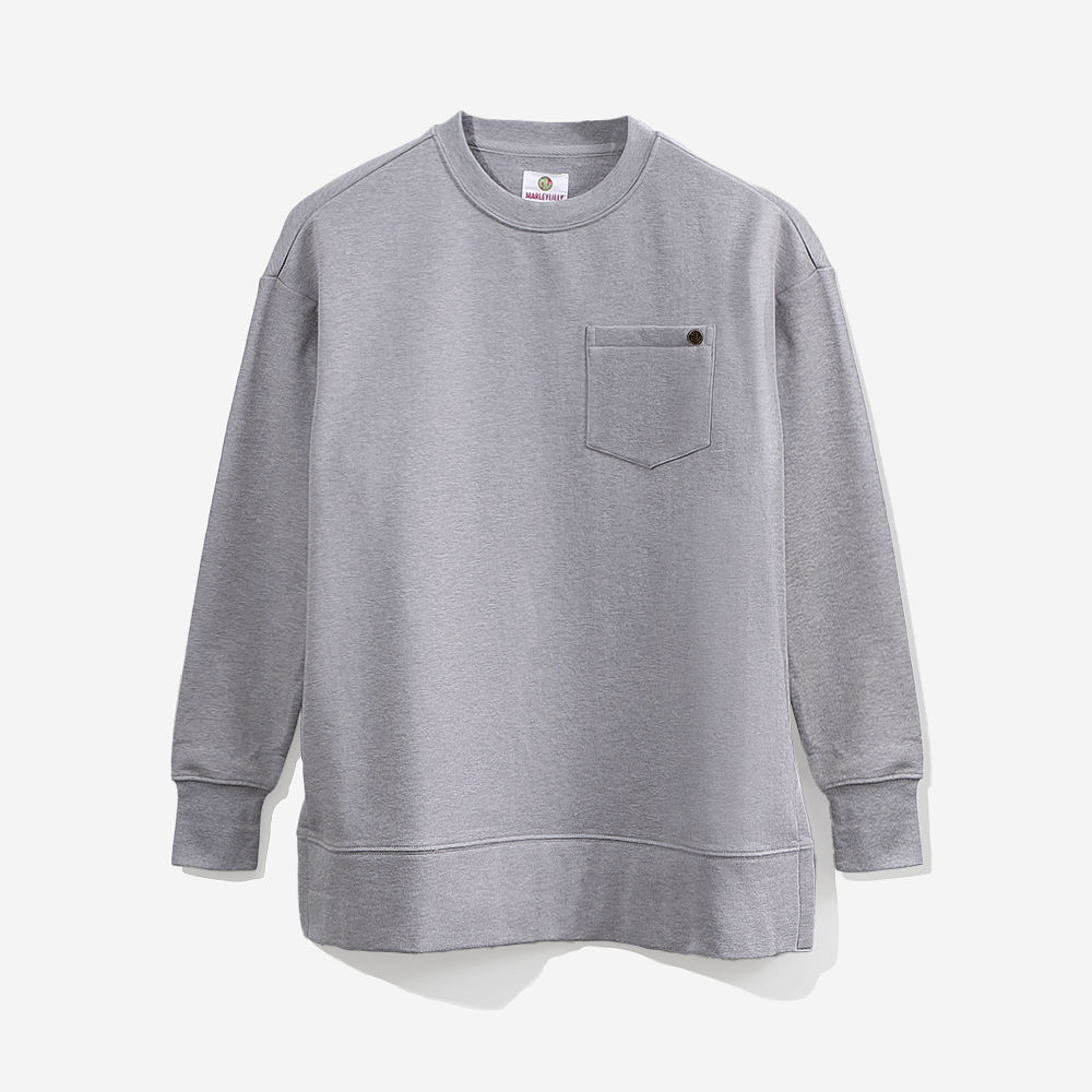 heathered grey monogrammed crewneck sweatshirt with leggings