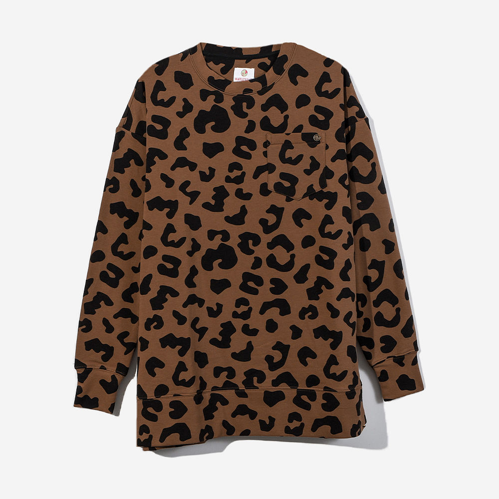 Burgundy Leopard Crew Neck Sweatshirt