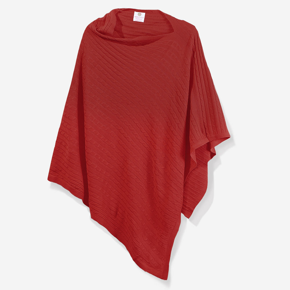 rust striped monogrammed poncho with leather purse