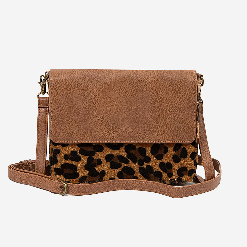 leopard crossbody on model
