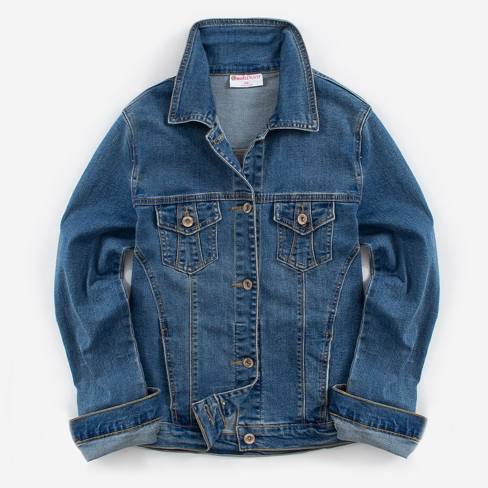 front and back of personalized denim jacket