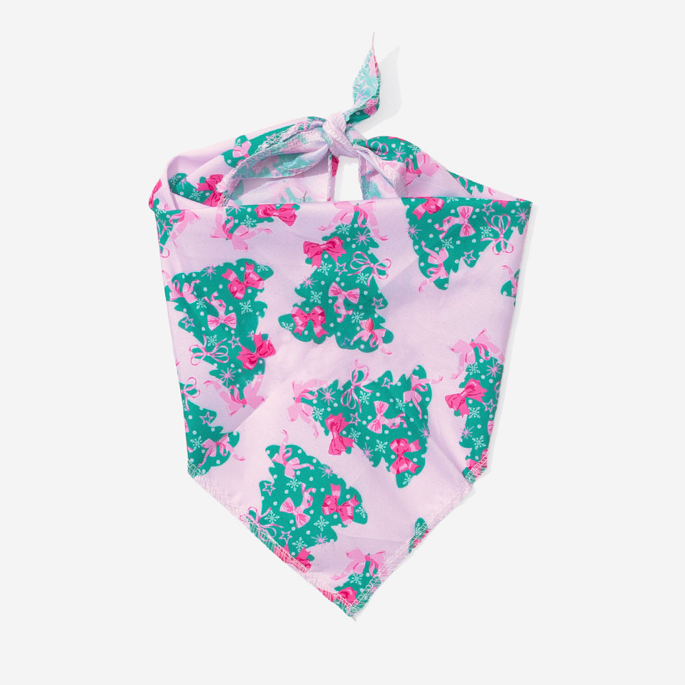 Personalized Dog Bandana | Pink Christmas Trees