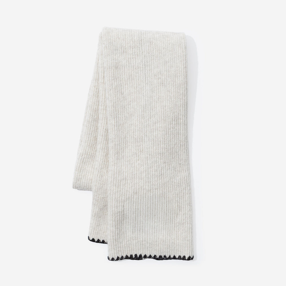 Monogrammed Embroidered Edge Scarf | Ivory/Black
