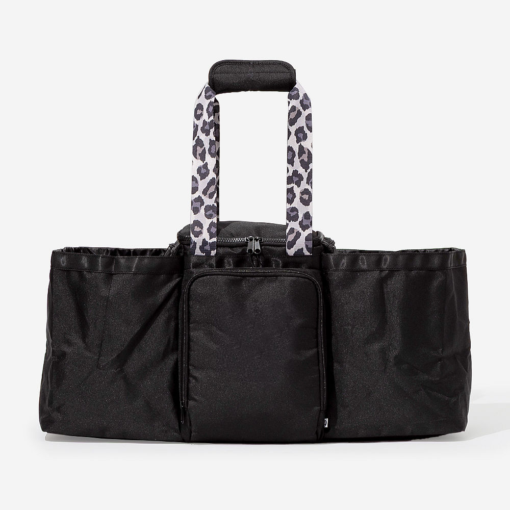 monogrammed extra large tote bag in black leopard packed