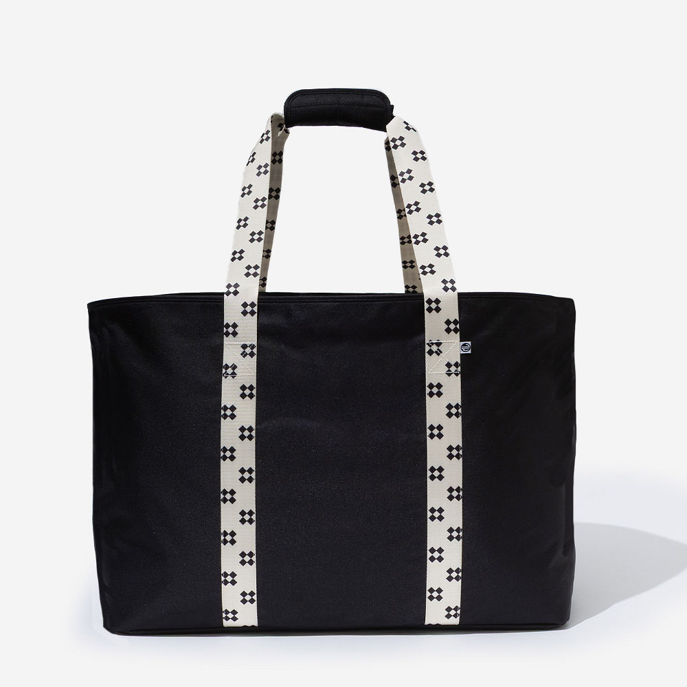 Monogrammed Extra Large Tote Bag | Black Ditsy Diamond