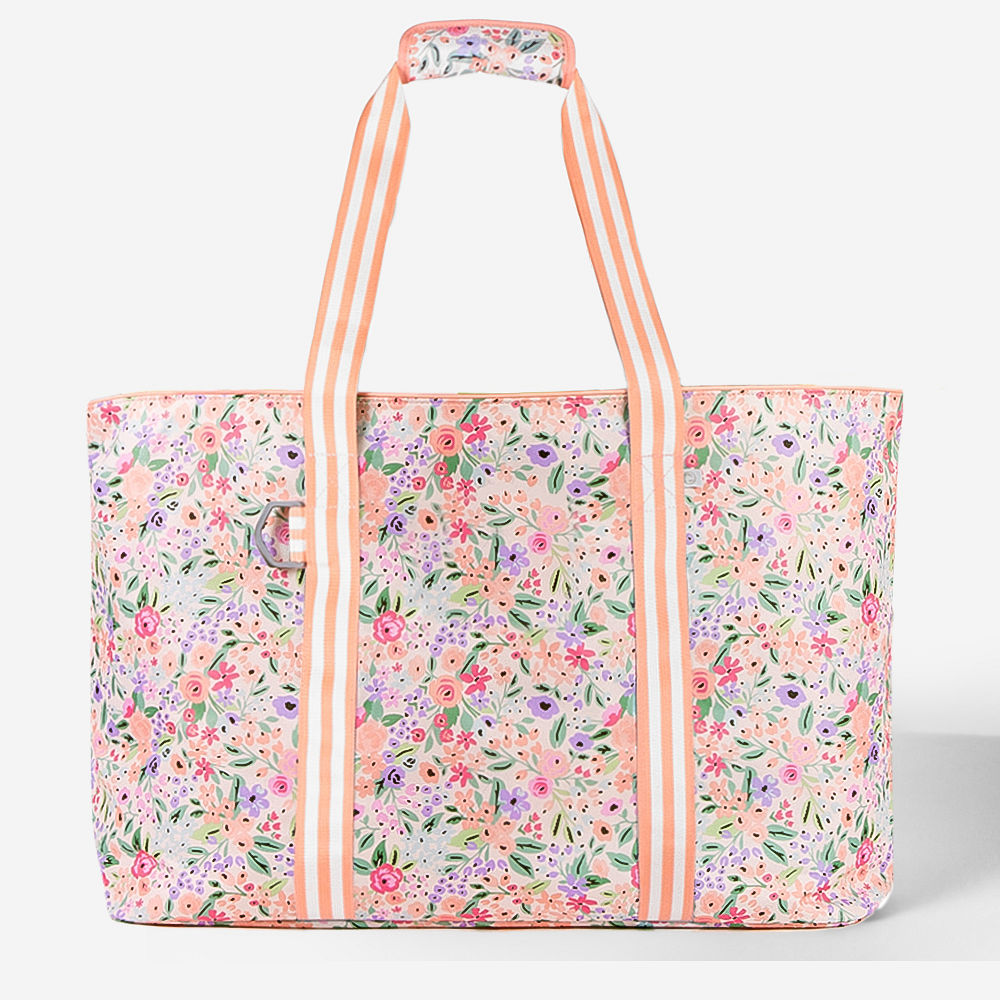 personalized cooler and extra large tote bag in watercolor cheetah in trunk