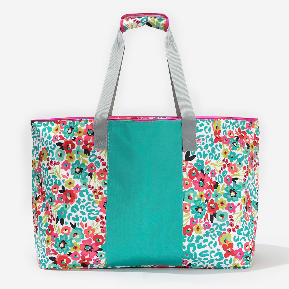 bermuda ikat extra large tote bag with flip flops