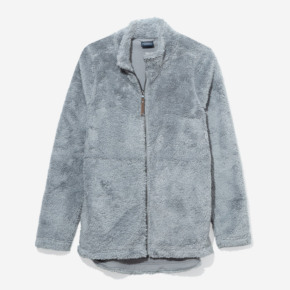 Monogrammed Fleece Full Zip Jacket | Light Gray