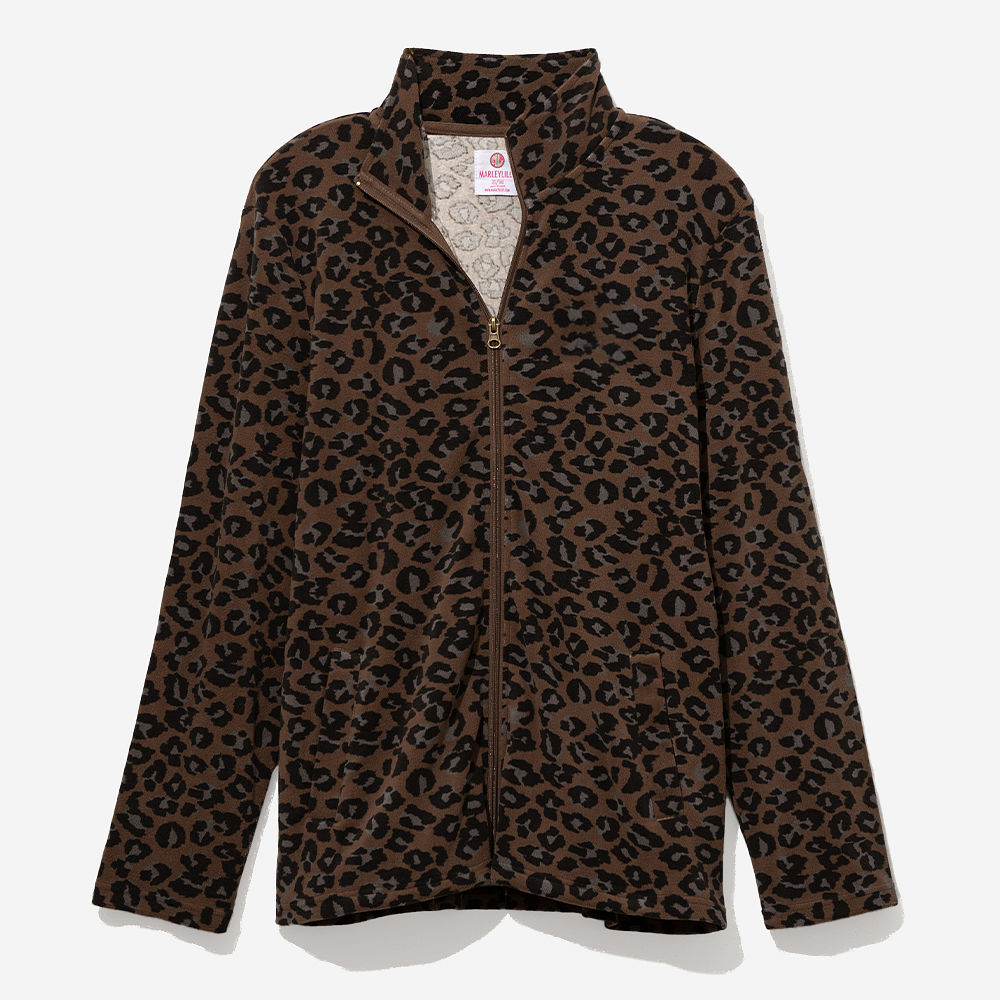 black fleece jacket on peyton