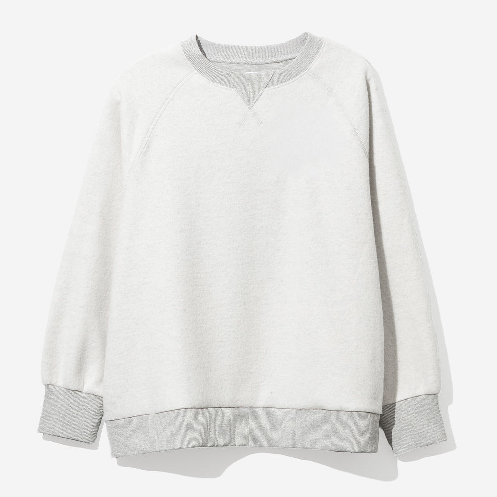 heathered gray fleece sweatshirt on peyton back view