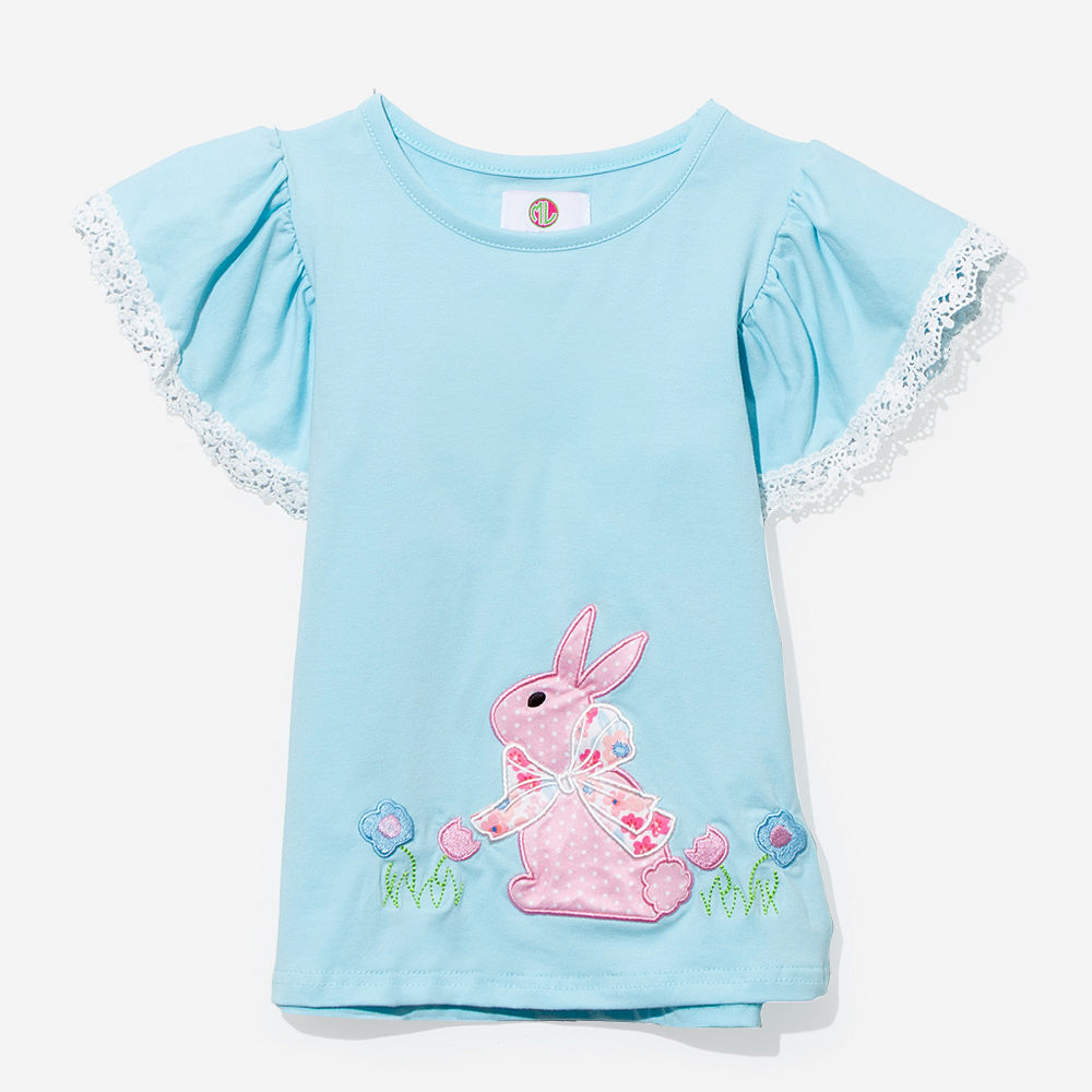 back of girls bunny easter leggings set