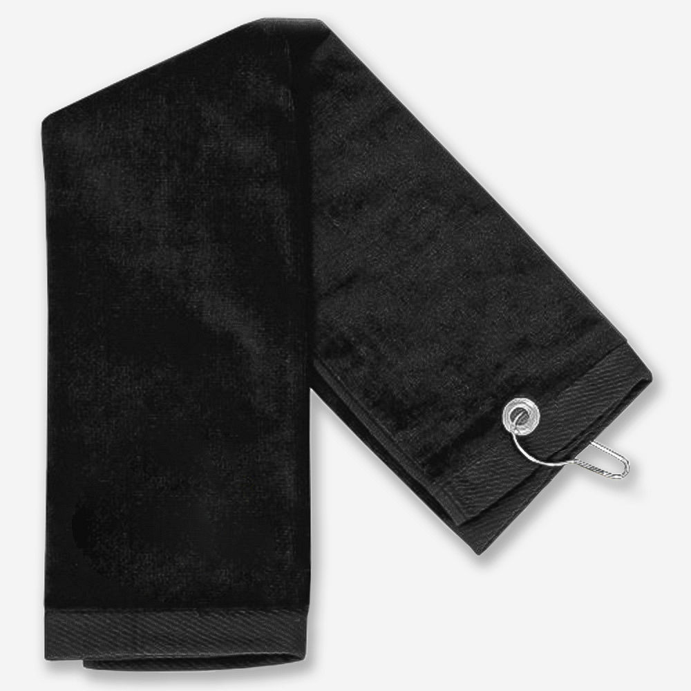 black golf towel with monogrammed name