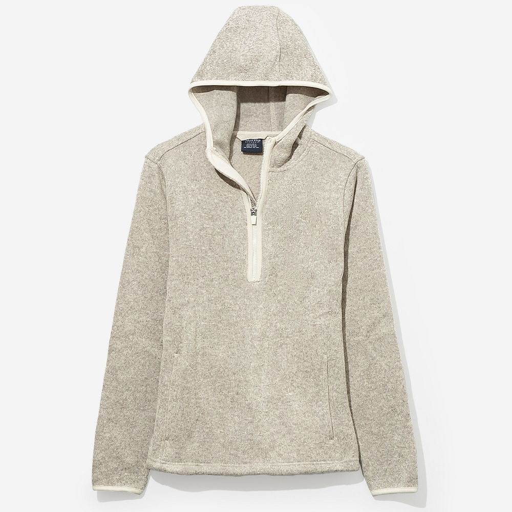 side of heathered fleece quarter zip hoodie