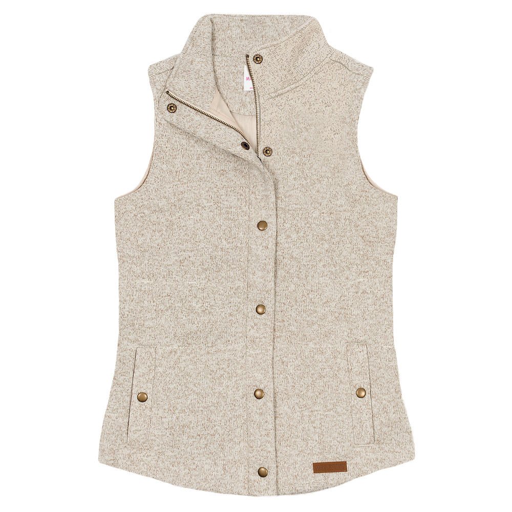 back of charcoal monogrammed heathered quilted vest