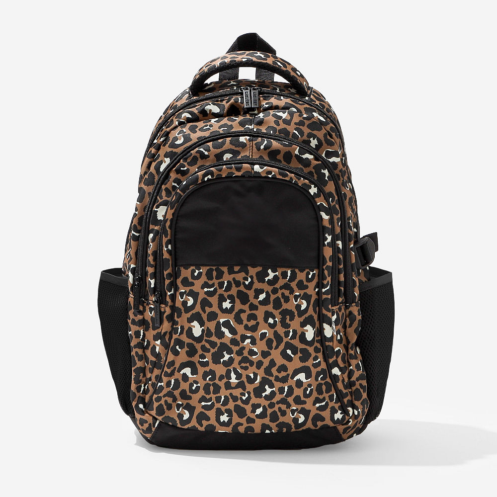 kids monogrammed cheetah backpack with personalized black lunch box