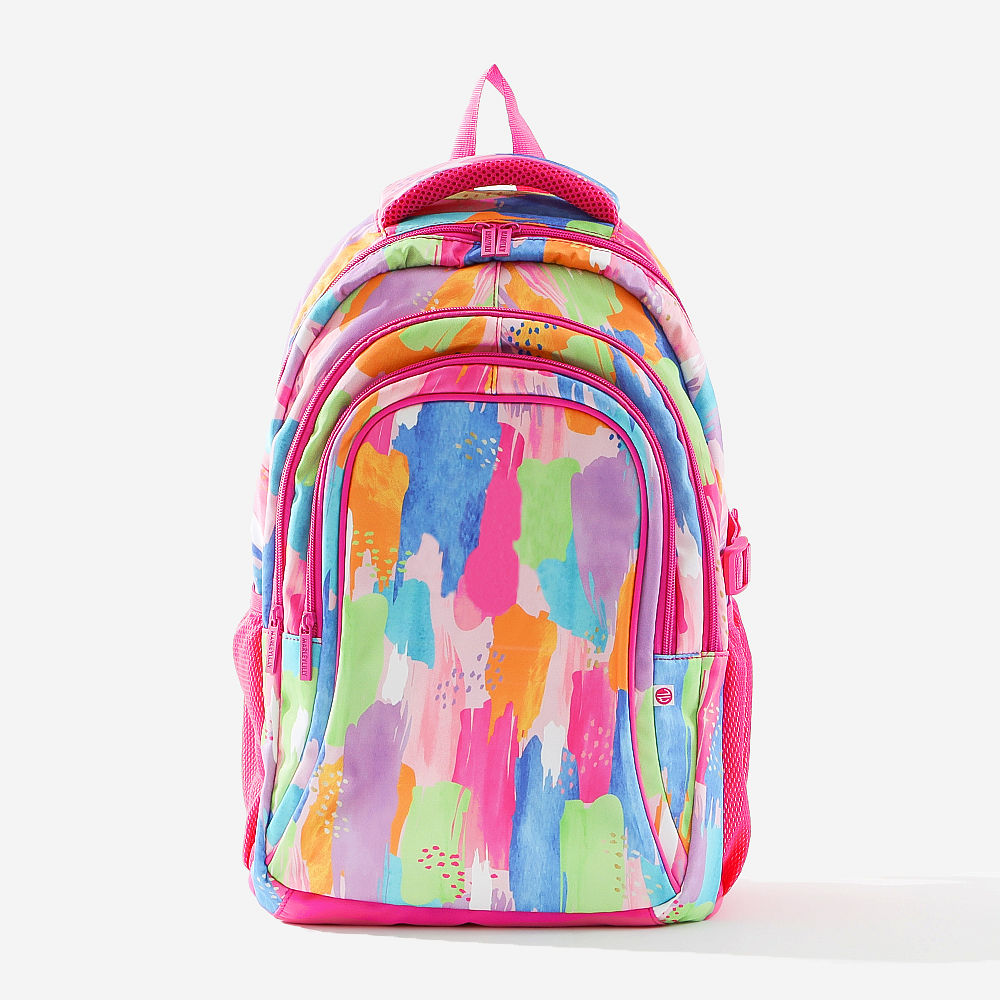 kids backpack and school laptop bag in multi paintbrush