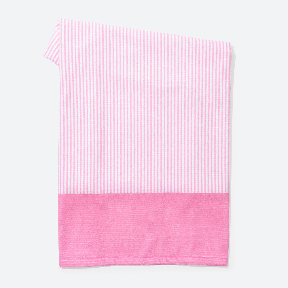 personalized kids beach towel in blue mini stripes