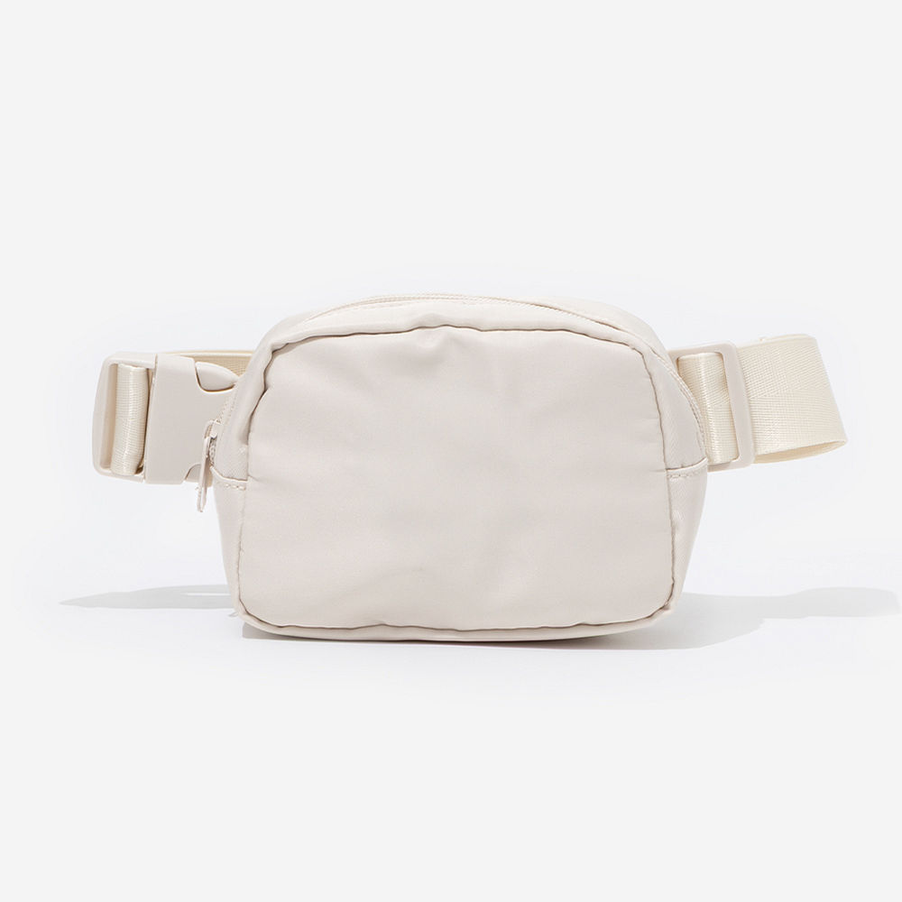 back of coral monogrammed belt bag with pocket