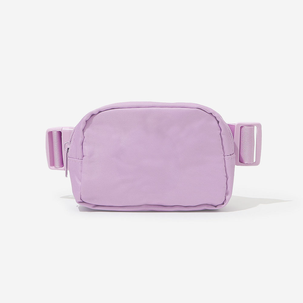 back of coral monogrammed belt bag with pocket