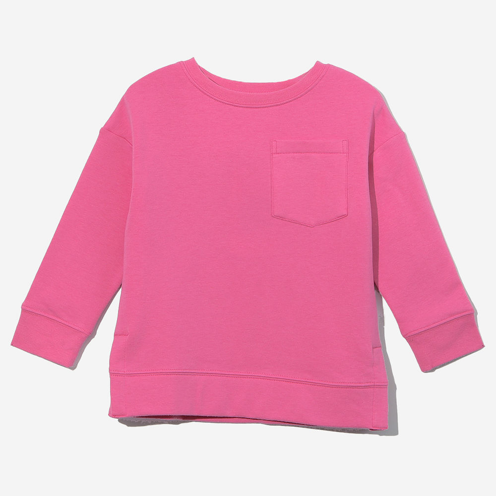 girl wearing monogrammed deep teal crewneck sweatshirt