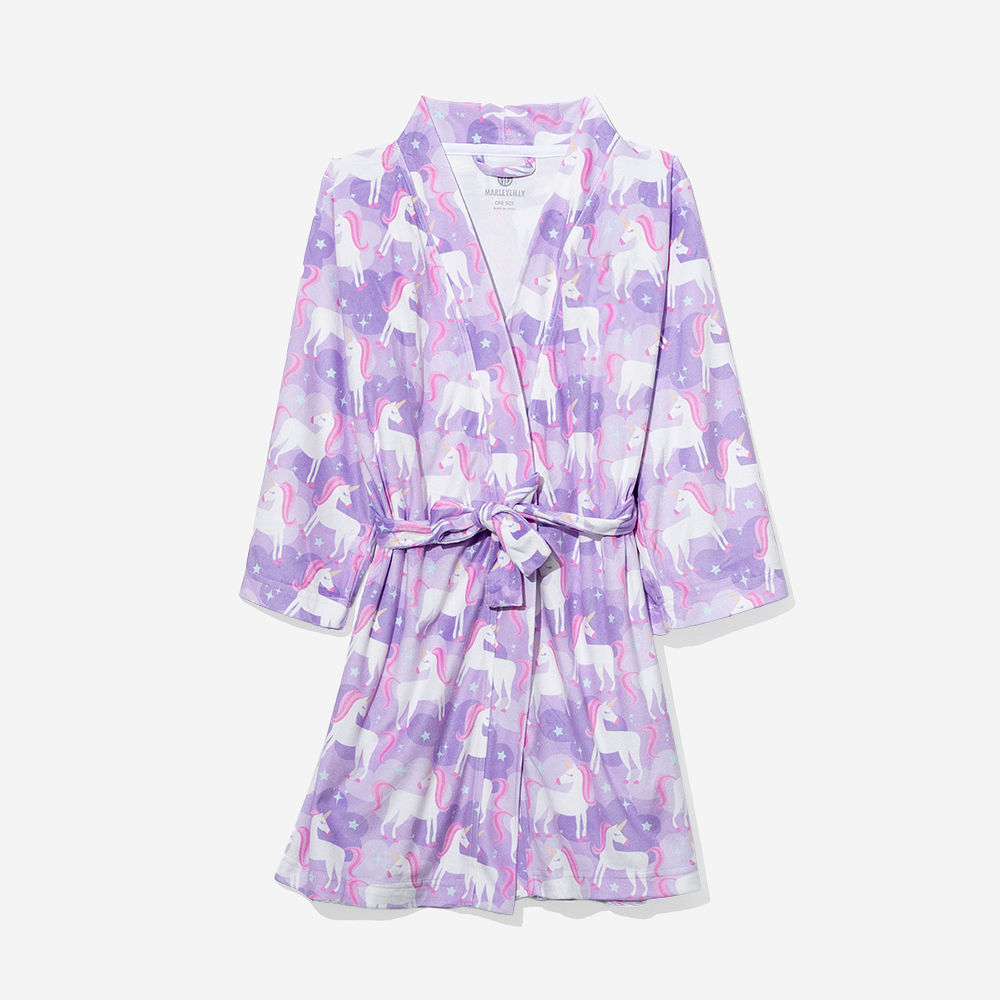 Monogrammed Kids Softspun Robe | Pastel Unicorns