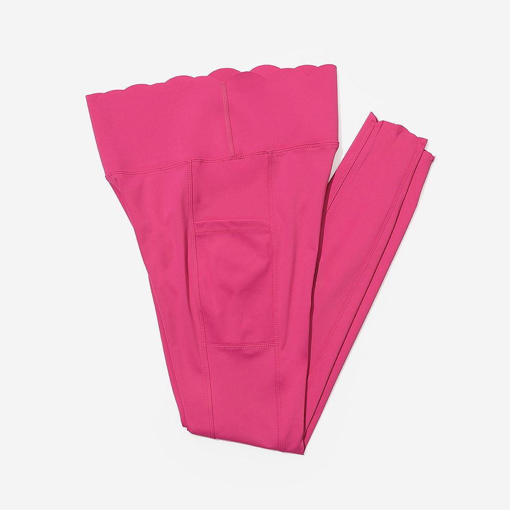 set of 3 leggings in black flare and hot pink
