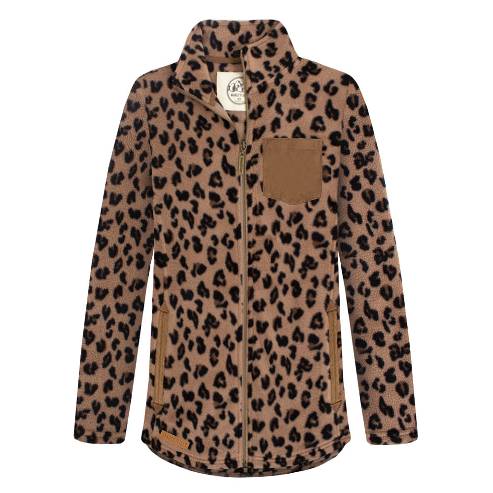 leopard print fleece jacket split image