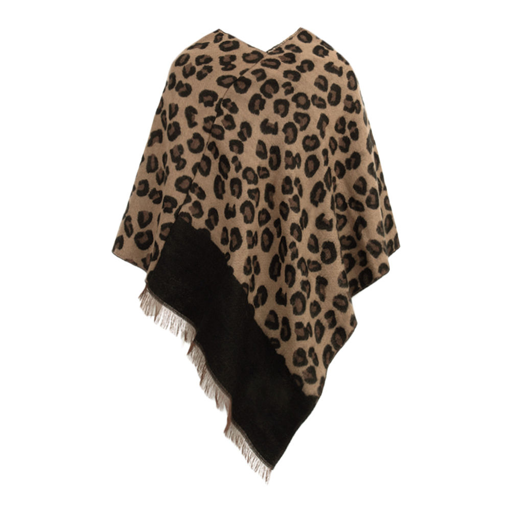 front and side shot of leopard poncho