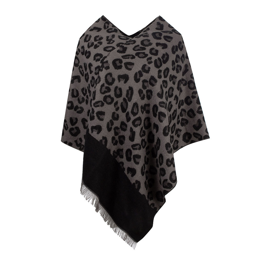 front and side shot of leopard poncho