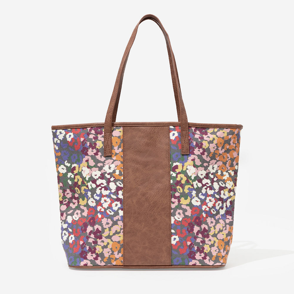 personalized leopard tote bag in leopard spots over shoulder