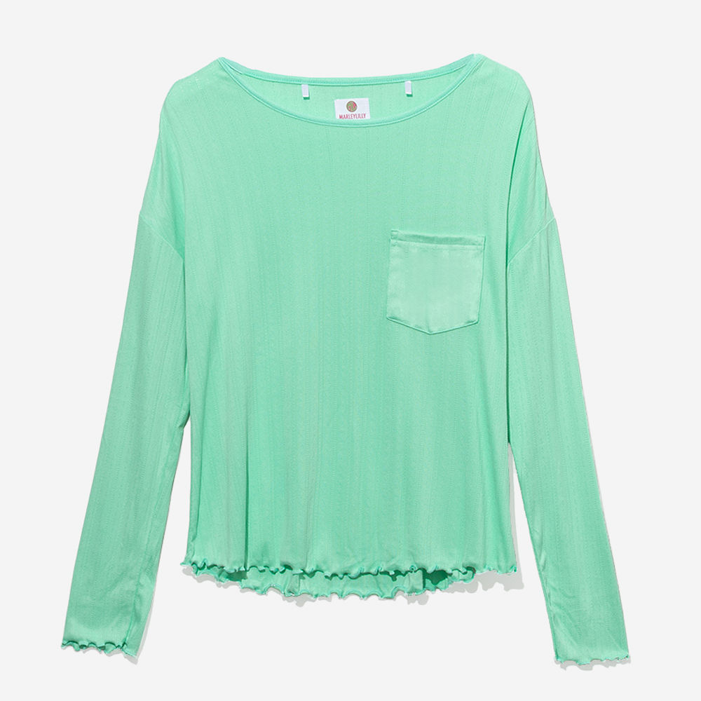 Monogrammed Lettuce Edge Sleep Set | Mint