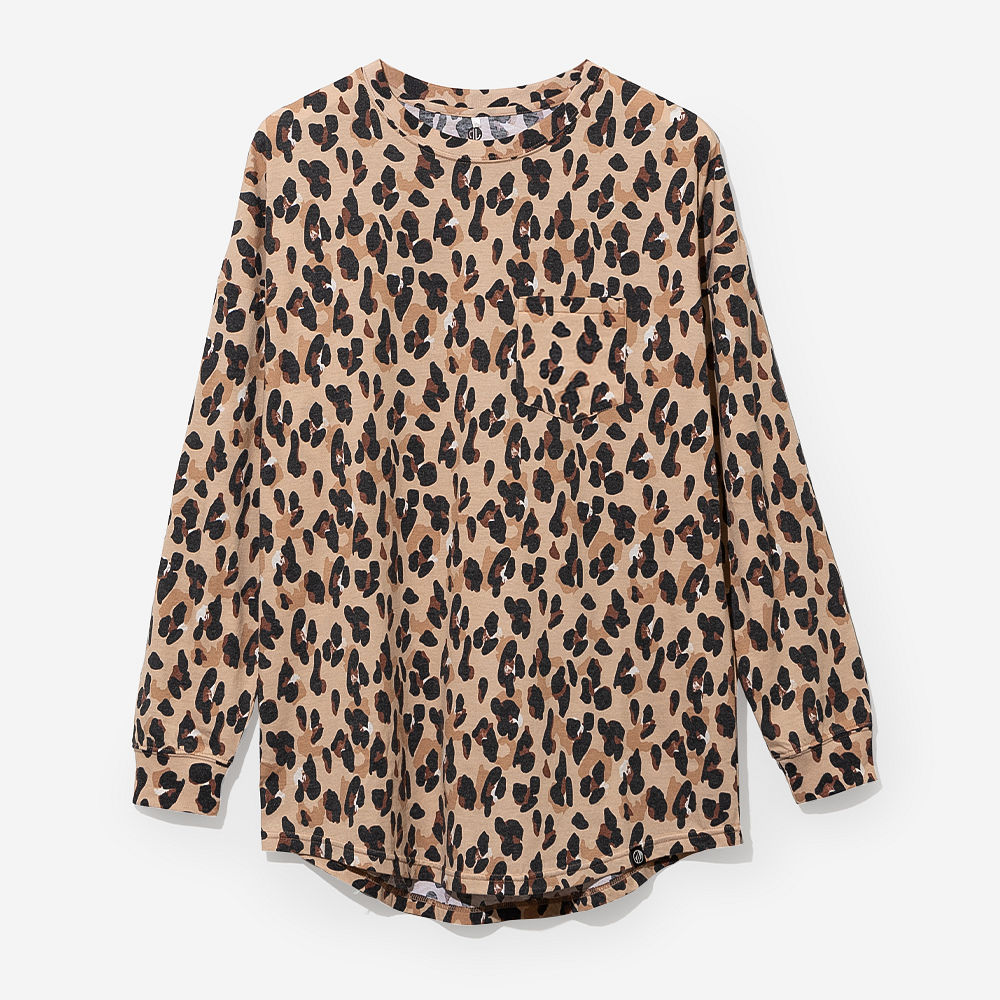 pink spottie leopard long sleeve shirt on ashley