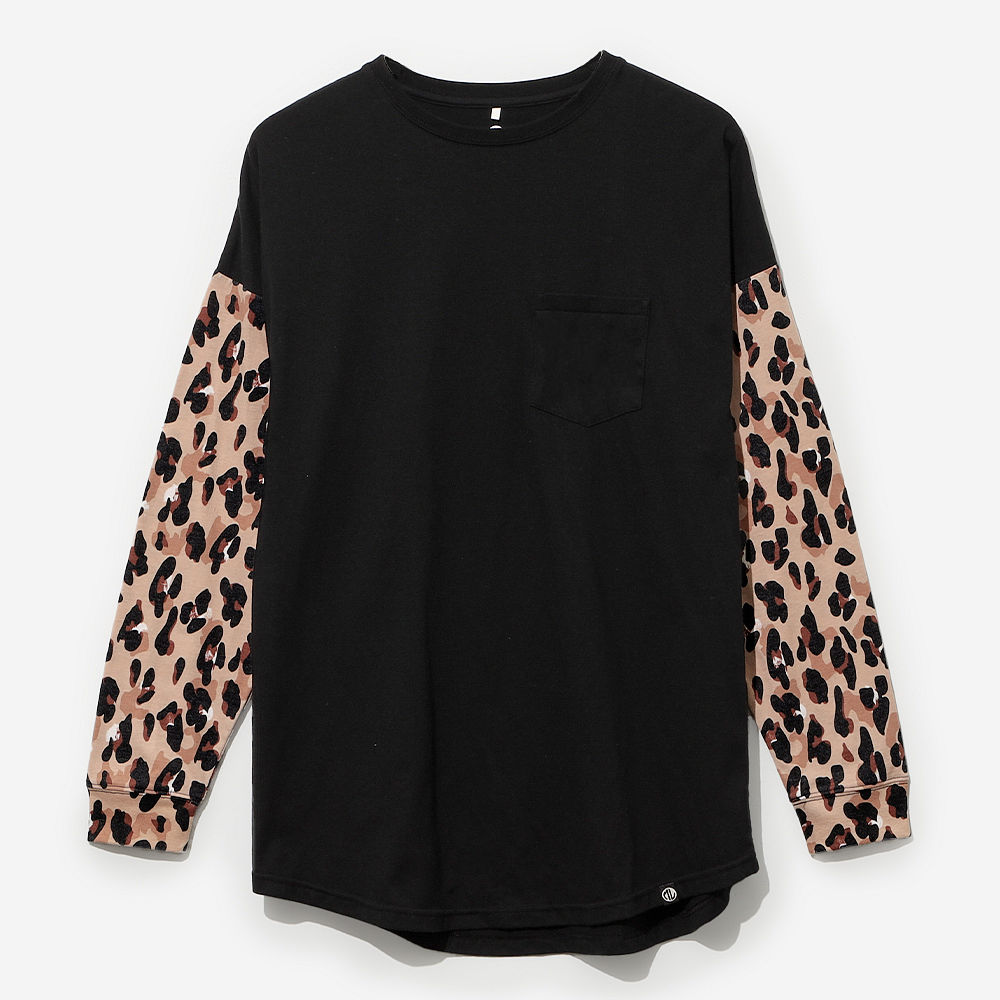 pink spottie leopard long sleeve shirt on ashley