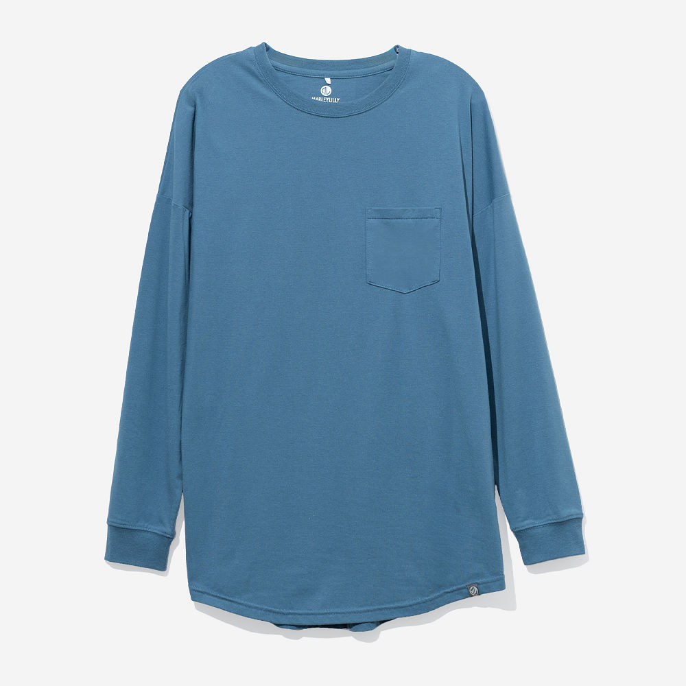 Monogrammed Long Sleeve Shirt | Slate