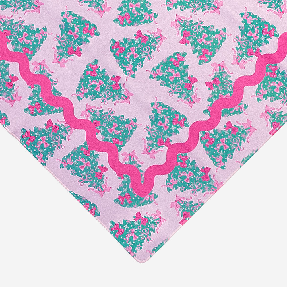 Monogrammed Mahjong Mat | Pink Christmas Trees