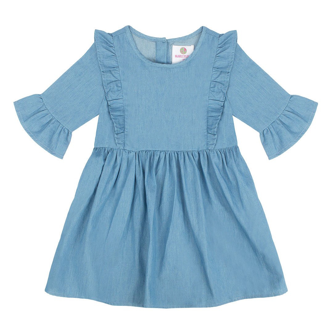 toddler girls denim blue dress