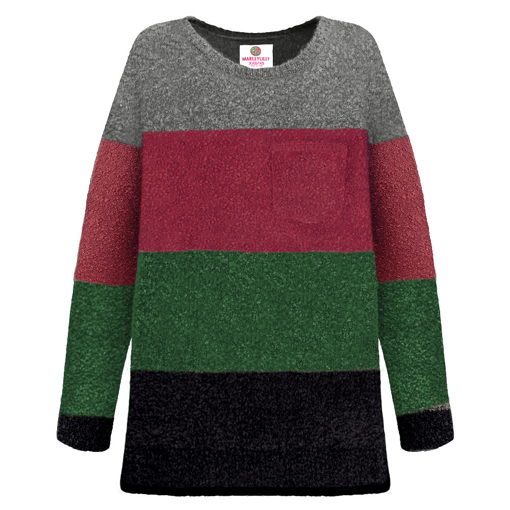 monogrammed striped boyfriend sweater in olive, burgundy, gray, black stripes